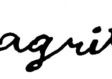 Magritte,_Rene_1898-1967_Signature. Źródło Wikipedia, domena publiczna: https://de.wikipedia.org/wiki/Ren%C3%A9_Magritte#/media/Datei:Magritte,_Rene_1898-1967_Signature.jpg